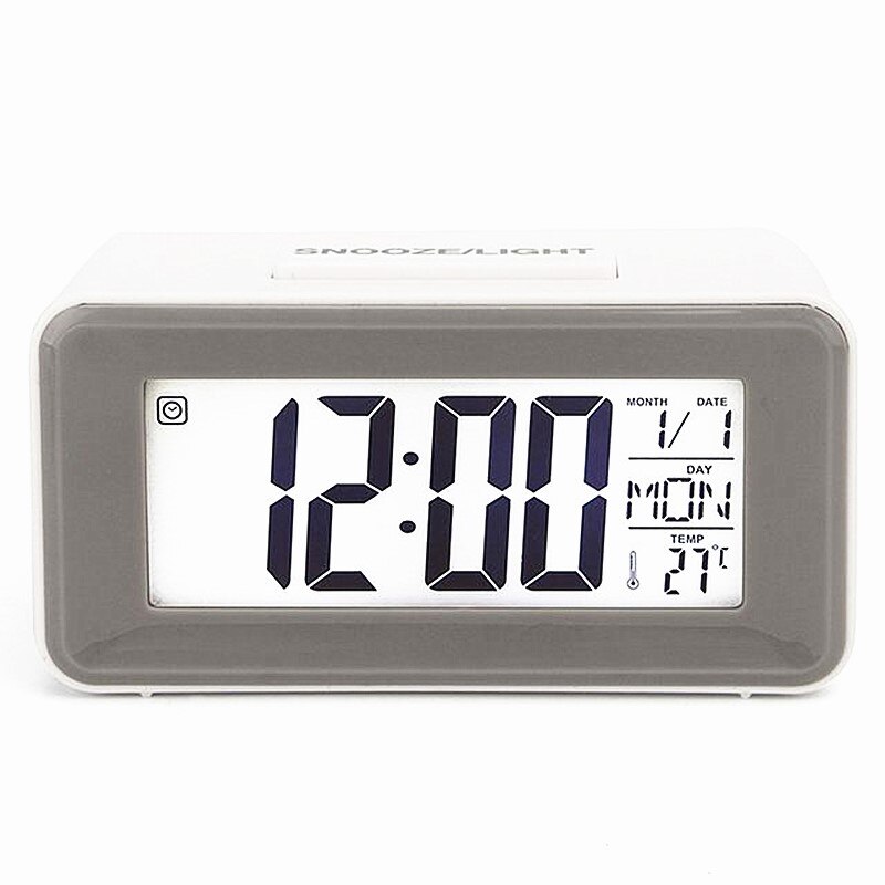 1PC Electronic Table Calendar LCD Desk Timer Digital Led Alarm Clocks Student Clocks With Week Snooze Thermometer: 1PC White