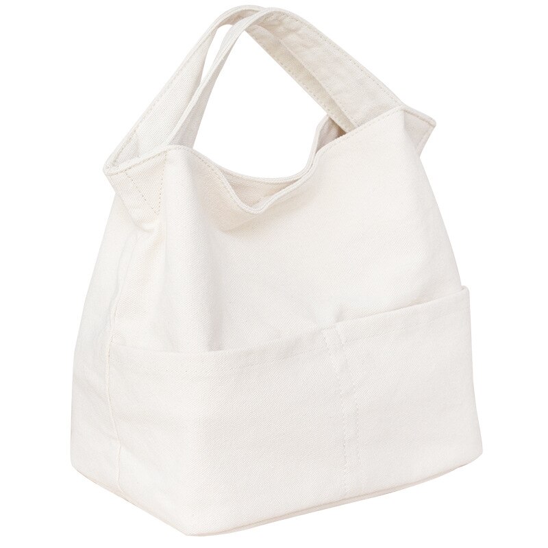 GOPLUS Neue Leinwand Funktionale Mittagessen Kasten Tragbare Isolierte Leinwand Mittagessen Tasche Thermische Lebensmittel Picknick Mittagessen Taschen Für Frauen freundlicher: Weiß
