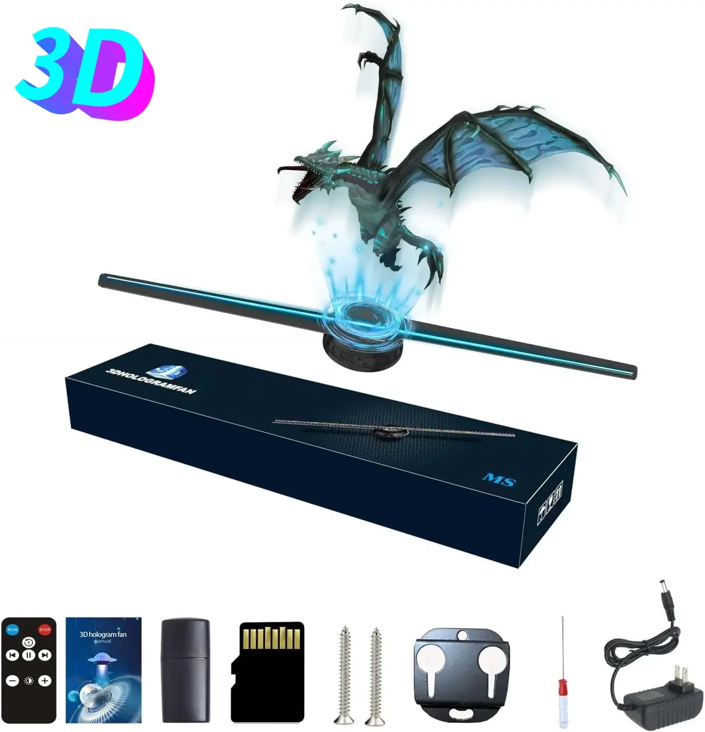 3D Hologram Fan 42CM 3D Holografische Projector Reclame Display Licht HD Holografische Projector voor Winkels Bars Party Xmas: RED