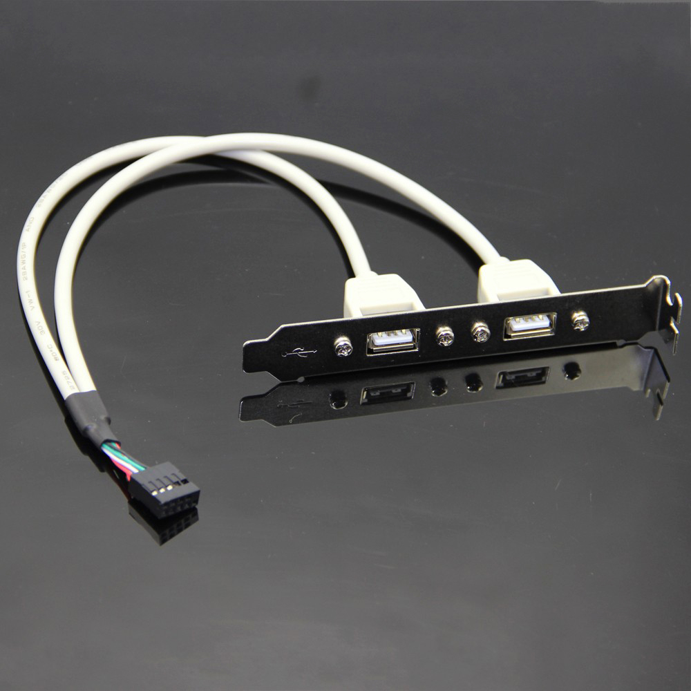 Bochara Dual 9pin Header to 2 Ports USB 2.0 Female Cable Back PCI Panel Bracket For Desktop Computer