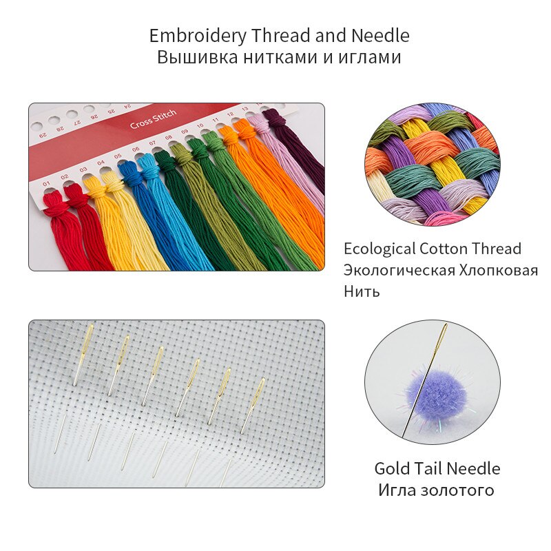 Daisy vase Cross stitch kits DIY Handwork Cross stitching Beginner Printed Canvas White Fabric Embroidery Needlework sets