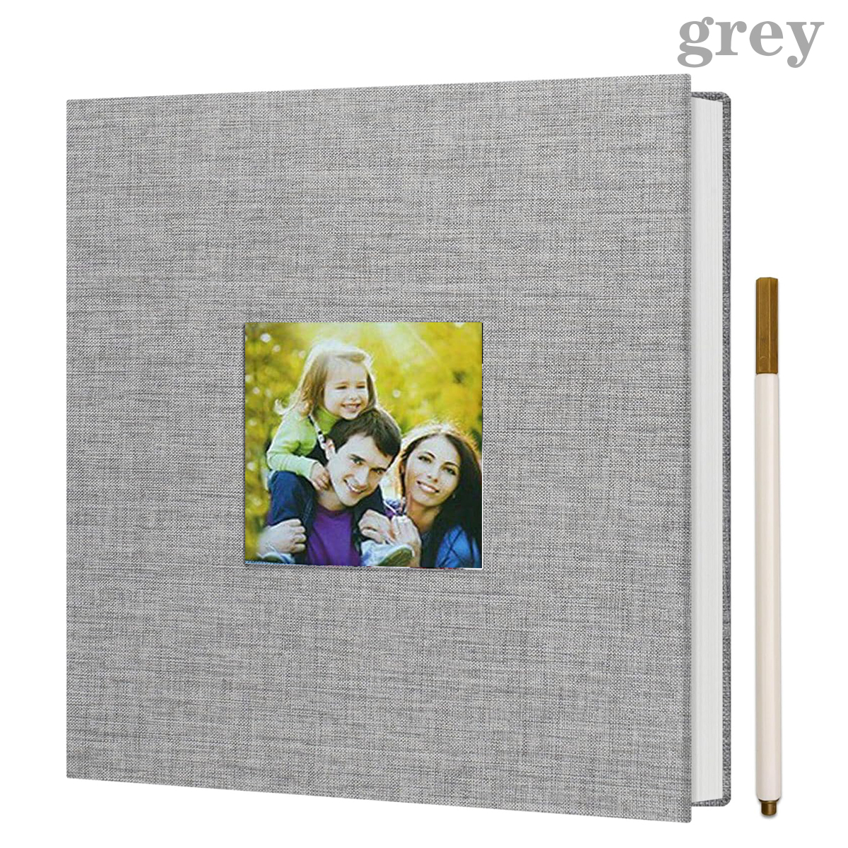 DIY linen scrapbook small photo album with self-adhesive pages, capable of holding 4x6 and 2x3 pictures, equipped with picture d: Light Grey