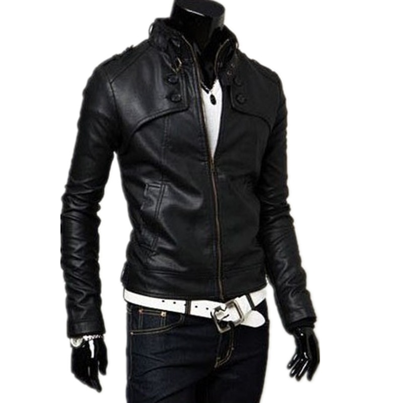 Motorcykel smal pu konstläderjackor herr dj jackor herr jaqueta de couro masculina herr skinnjackor nitar