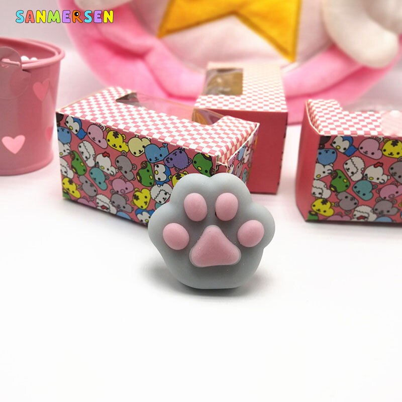 Sød mini squeeze squishy legetøj blød sød kat pote antistress dekompression klæbrig eliminer sjovt anti-stress squeeze vent legetøj: Grå
