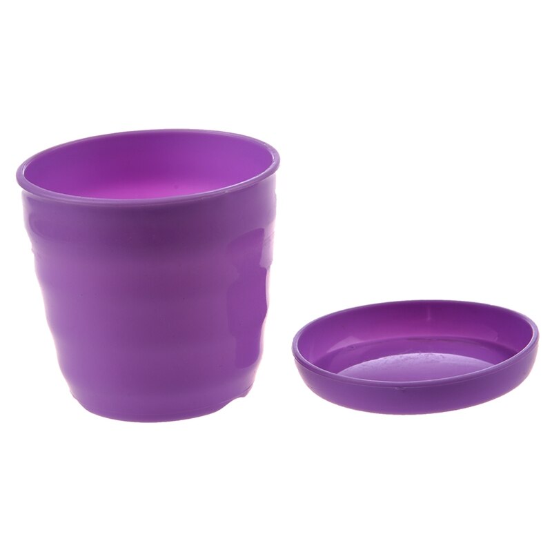 2 Pcs Plastic Round Flower Plant Pot Planter Holder with Tray Home Office Garden Decor Purple & Blue