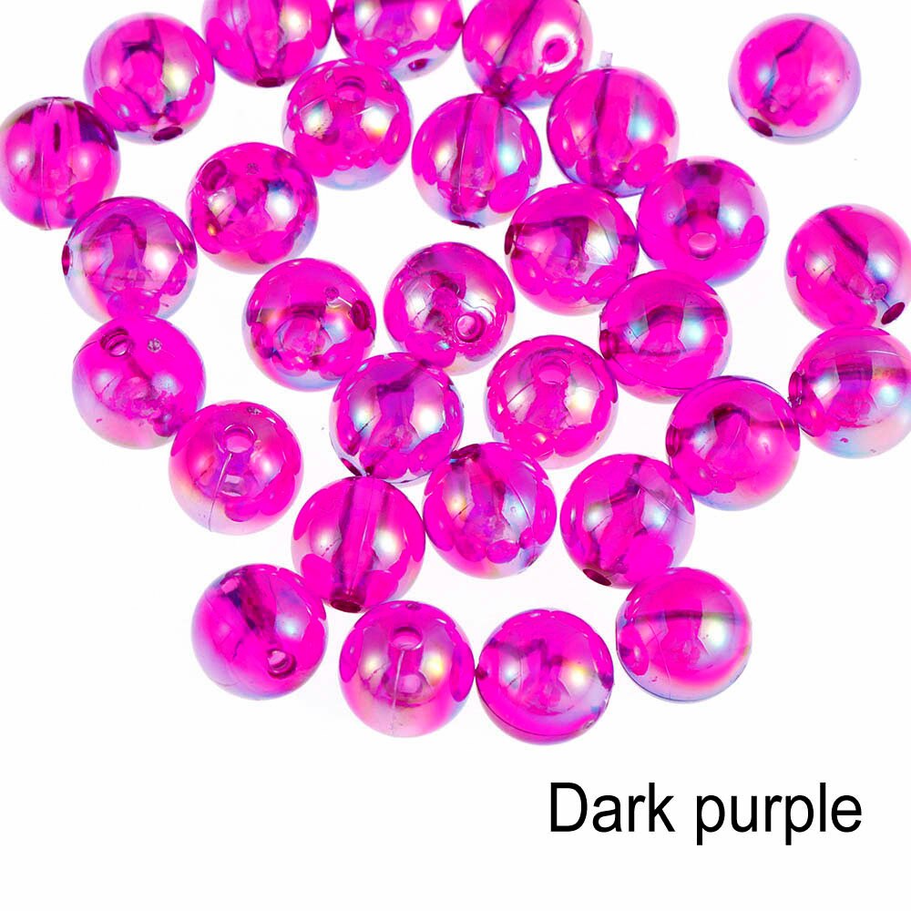 50pcs 8mm Colorful DIY Beads Round Acrylic Handmade Beads with Hole for Craft Making DIY Bracelet Necklace: dark purple