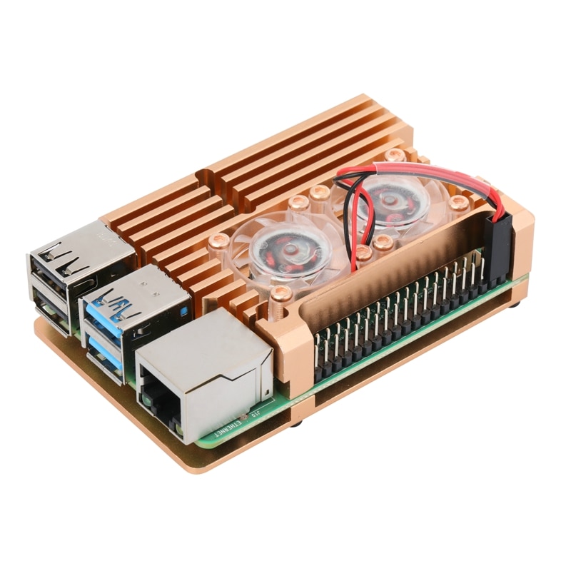 Raspberry Pi 4 Metal Shell Gold Aluminum Case Cooling Enclosure Cover with fan Optional for RPI 4 Model B