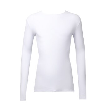 Ropa de baile latino para hombre, camisas suaves y cálidas ajustadas de cuello redondo, ropa de práctica, vestidos de competición de salón Latino SL4435: White / XL