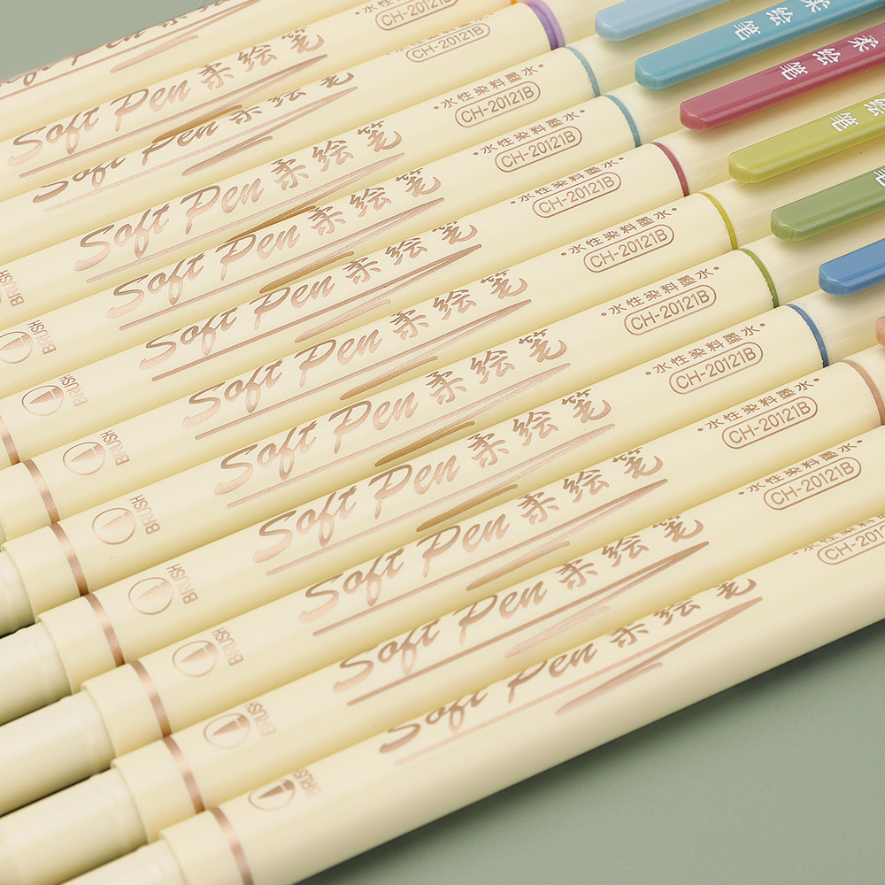 Juego de bolígrafos de dibujo de 3 colores, marcador artístico con letras de acuarela Vintage, punta de pincel suave Multicolor, suministros de arte para pintura de caligrafía
