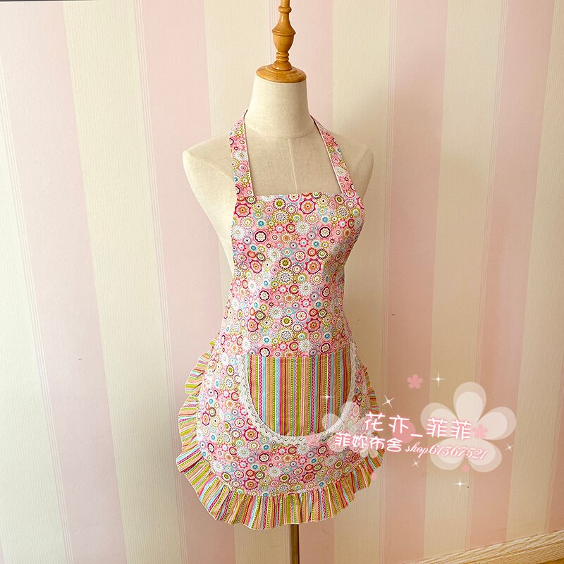 cotton cloth princess apron print floral cleaning apron kitchen aprons for women baking mats helper Sleeveless Apron: 012