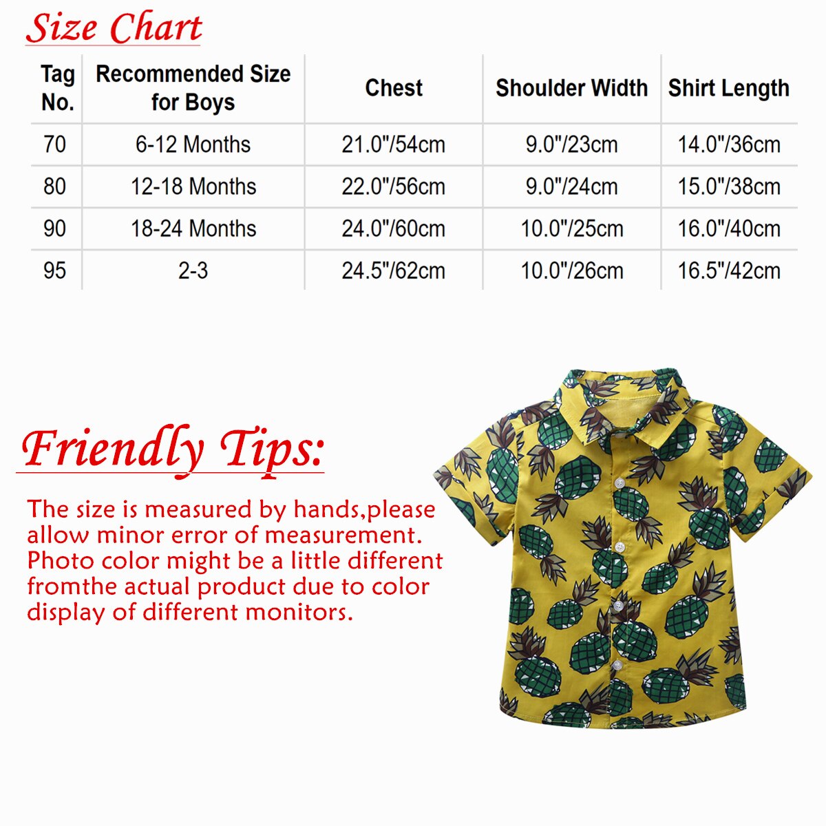 Infant Baby Boys Blouse Short Sleeve Pineapple Printed Spread Collar Button Down Slim-Fit Tops Shirt for Summer Casual Party