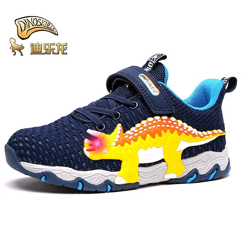 DINOSKULLS freundlicher LED Licht Tennis Schuhe Jungen glühend Turnschuhe Dinosaurier Kleinkind freundlicher Schuhe verrotten Herbst Netz Gittergewebe Atmungsaktiv