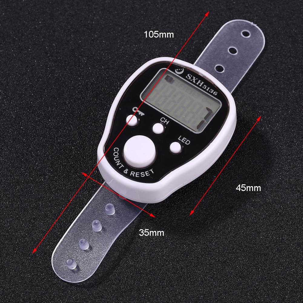 Mini LED Finger Counter LCD Electronic Digital Tally Five Channels With Locking Function Counter with Locking Function: White