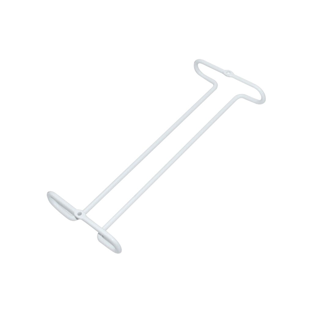 Stainless Steel Wine glass holder Hanging Drinking Glasses Stemware Rack Under Cabinet Storage Double Row Hanging Bar Shelf: White