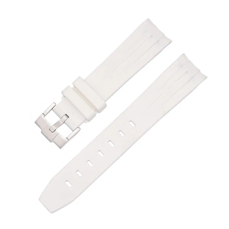 Correa de reloj para Omega X Swatch Joint MoonSwatch Speedmaster, correa de silicona de goma con extremo curvo, pulsera deportiva suave para hombres y mujeres de 20mm: Blanco