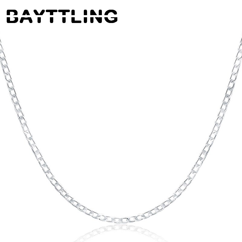 BAYTTLING 925 Sterling Zilver 16/18/20/22/24/26/28/30 inch 4 MM Volledige Zijwaartse Ketting Voor Vrouwen Mannen Bruiloft Sieraden
