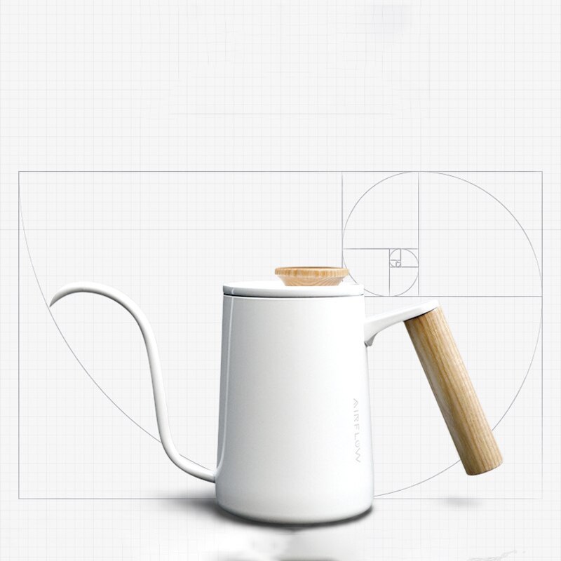 600ml Stainless Steel Gooseneck Drip Coffee Kettle Wood Handle Barista Coffee Pot Long Spout Kettle Stovetop Pour Over Teapot
