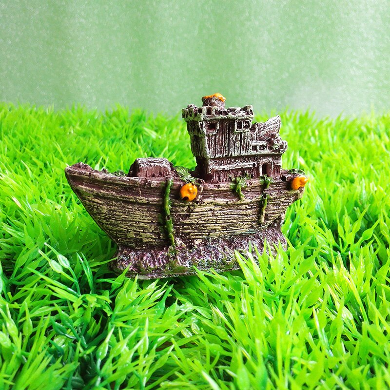Vrak sänkt fartyg akvarium prydnad segelbåt jagare akvarium grotta dekor 1 st