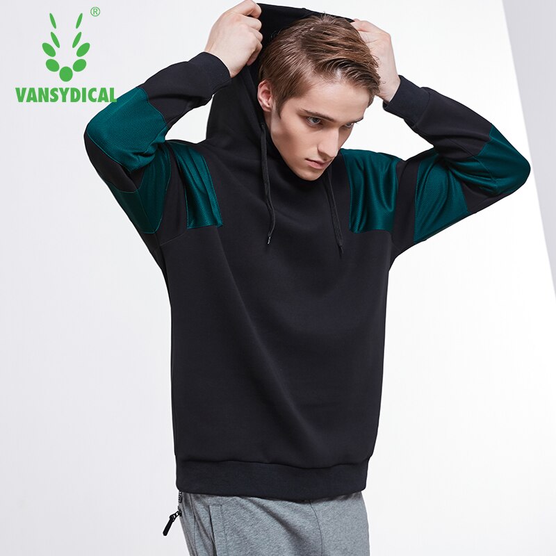 Vansydical Sport Hoodies Herfst Winter Mannen Fitness Running Tops Spliced Kleuren Lange Mouwen Uitloper Workout Truien