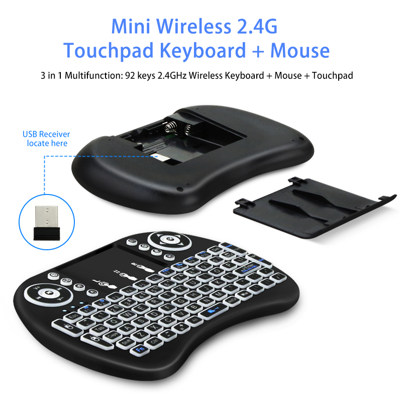 2.4Ghz Wireless Keyboard 7 color backlit i8 Mini Russian English 3 colour Air Mouse with Touchpad Remote Control Android TV Box
