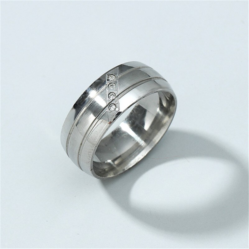 MOREDEAR 8 MM Titan Stahl Klassische Intarsien 3A Zirkon Ring Für Männer Und Frauen: 7