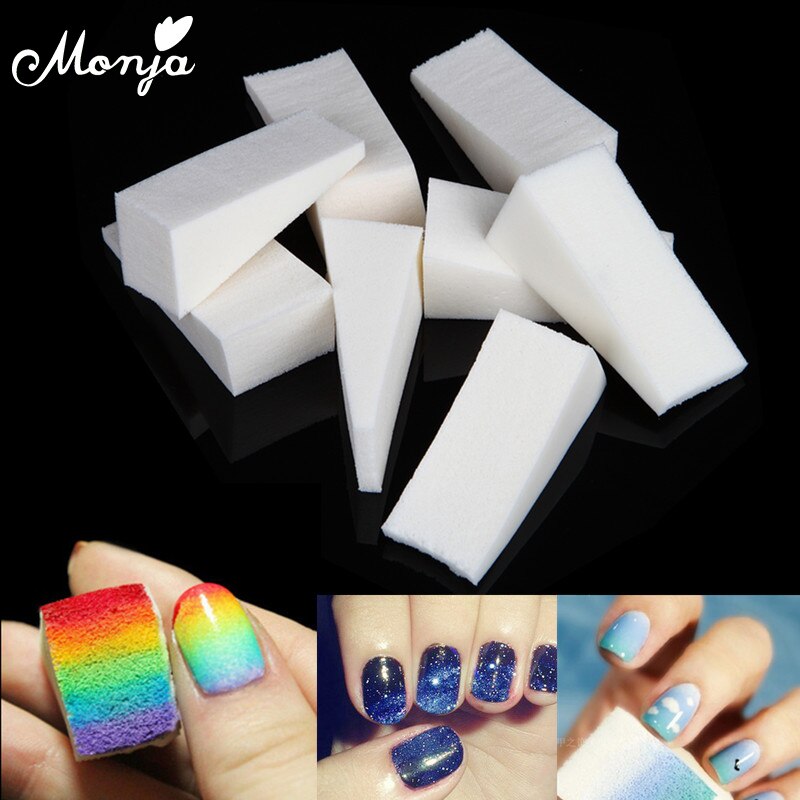 Monja-Gel triangular suave para decoración de uñas, 8 Uds., degradado de Color, esponja de estampado, herramientas de manicura