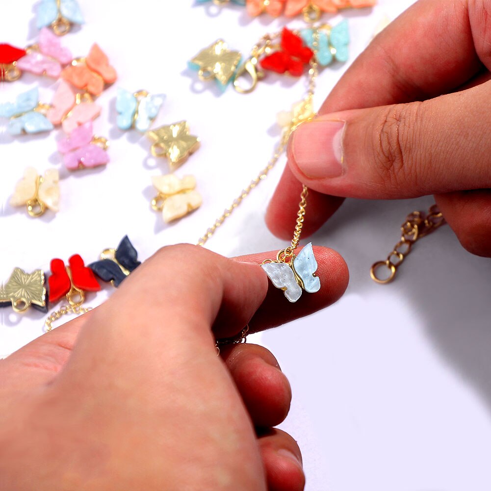 Multicolor Acryl Vlinder Sieraden Accessoires Box Set Charm Sieraden Maken Kit Voor Diy Oorbellen Kettingen Armbanden
