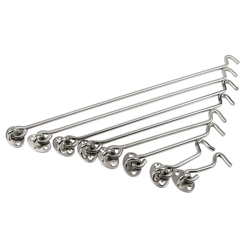 Crochet de fenêtre de porte, serrure de fenêtre en acier inoxydable noir avec interrupteur de sécurité, crochet de fenêtre de cabine, loquet de porte, support de capture avec vis