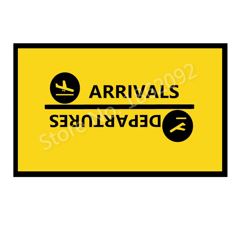 Funny Arrivals Departures Welcome Doormat Novelty Departure Entrance Floor Mats Non Slip Rubber Aviation Rug Airplane