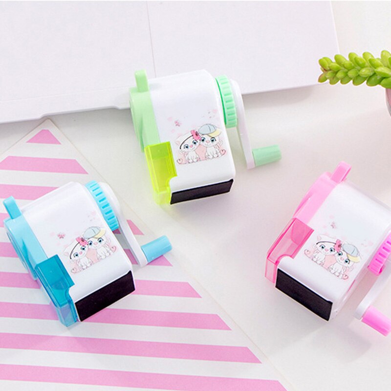 Cute Pencil Sharpener Hand Crank Manual Cartoon Pencil Cutter For School Office Students Supplies Children Kids