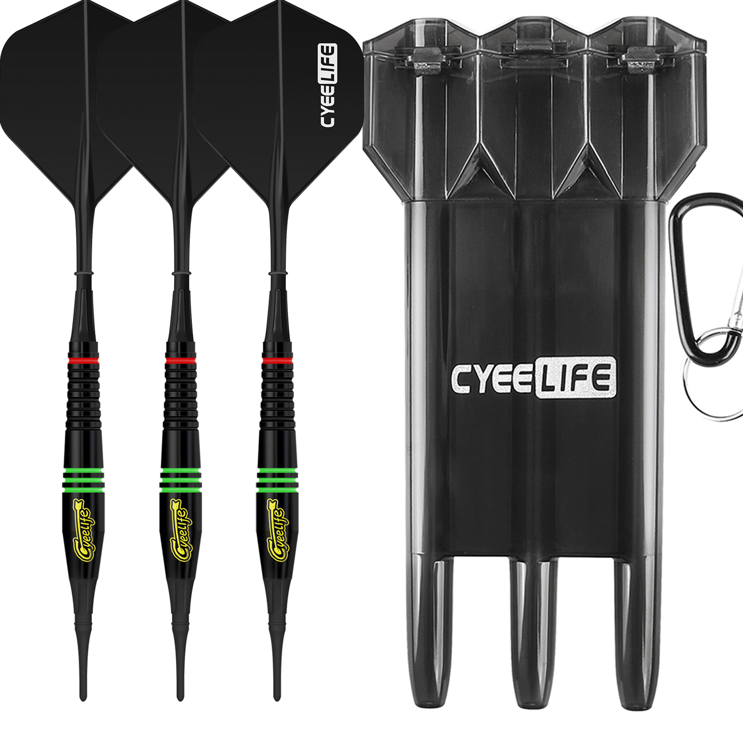 CyeeLife-dardos suaves de 18g, juego de dardos electrónico con punta de plástico, estuche de transporte, puntos adicionales y vuelos: Color Lines