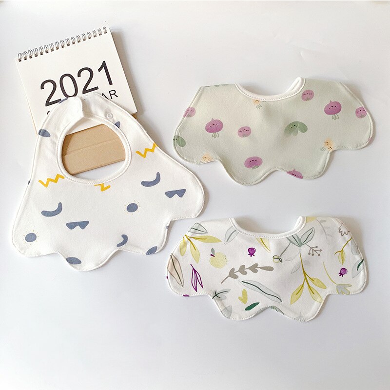 Baberos de algodón de doble capa para bebé, impermeable, delantal de alimentación para niños y niñas, toalla, Bandana, accesorios para bebés de 0 a 24 meses, 3 unids/lote: 015