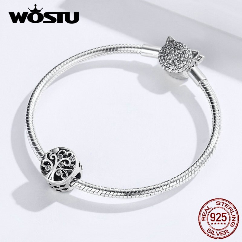 WOSTU na zawsze Famliy otwarte koraliki 925 szterling Silve urok drzewo życia dopasowanie oryginalna bransoletka wisiorek kobiety luksusowe biżuteria CQC1259
