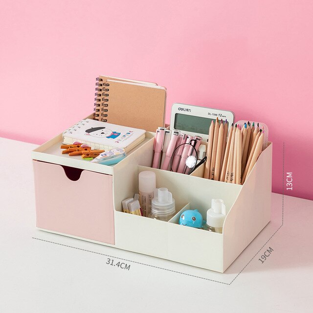 Cosmetic storage box cosmetic table storage box jewelry box plastic drawer dividing rubber band lipstick finishing rack: Pink