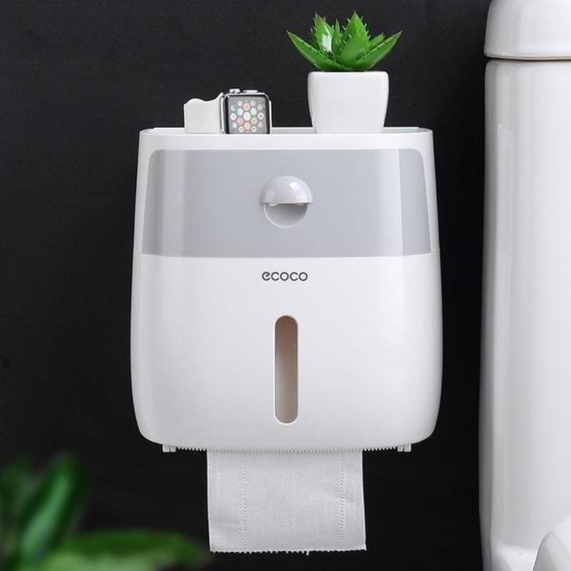 Carrywon Wall-mounted Press-open Waterproof Double-deck Paper Towel Boxes Toilet Belts Drawers and Shelves Double-layer Tissue
