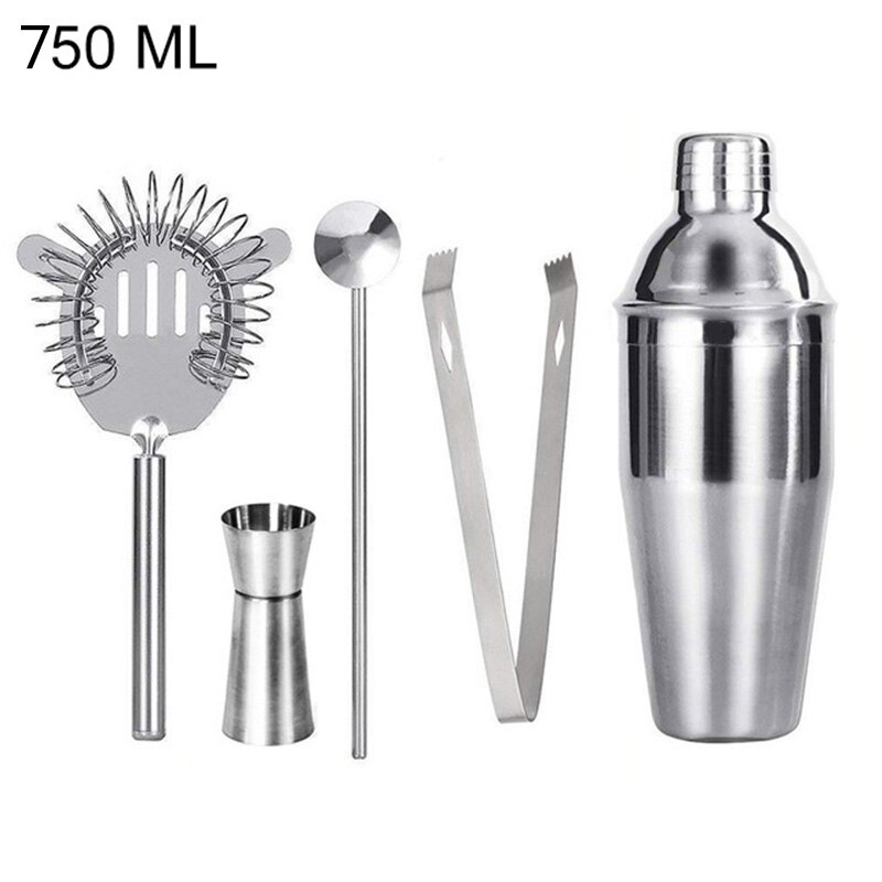 Cocktail Shaker 550 Ml/750 Ml Rvs Wijn Martini Boston Shaker Mixer Voor Bar Party Barman Gereedschap Bar accessoires #1: 750ml 5pcs