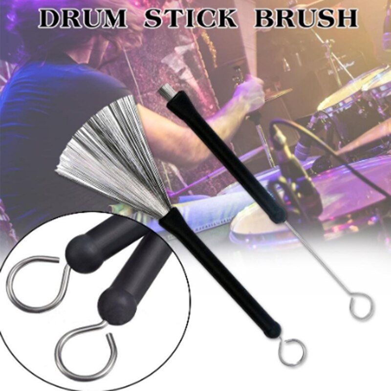 Drum Stick Drum Brush, Special Drum Brush for Drum Set, Retractable Stainless Steel Wire Drum Brush