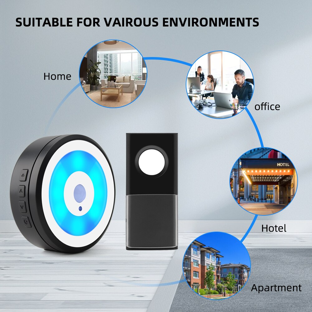 Wireless Welcome DoorBell Intelligent Home Door Call Induction Night Light 150m Remote USB Power Waterproof for Home Office