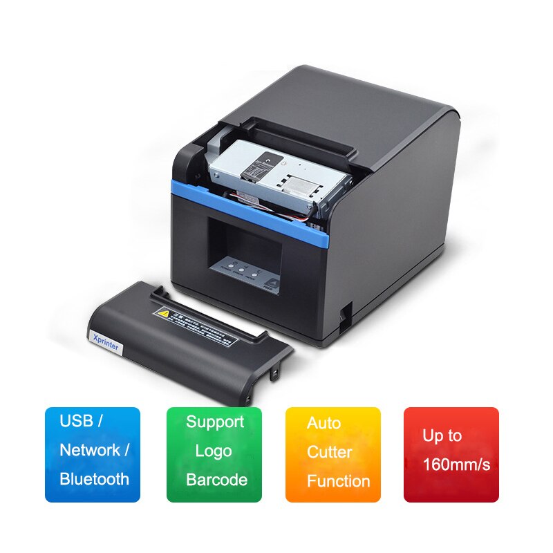 80mm high speed thermal receipt printer ticket Kitchen barcode QR code printer Restaurant POS printer with automatic cutter