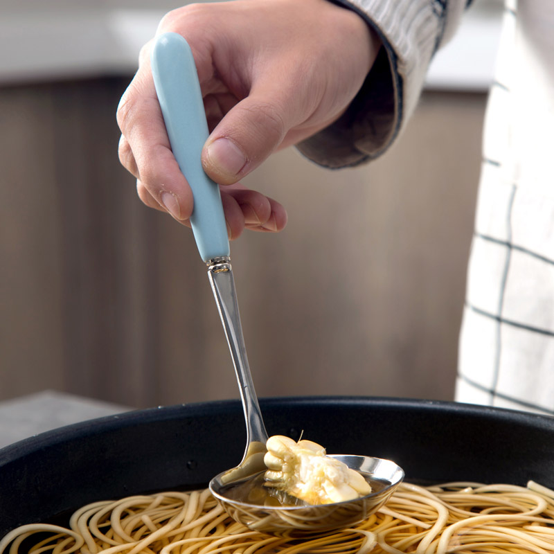 TUUTH Stainless Steel Large Soup Spoon Long Ceramics Handle Soup Spoons Healthy Eco-Friendly Tableware Kitchen Accessories