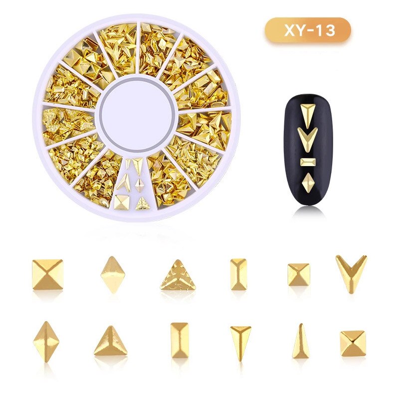 Gemengde 3D Hollow Nail Steentjes Voor Nagels Charms Metalen Vormen Geometrie Goud Tips Diy Accessoires Kristal Nail Art Decoratie: F550-013