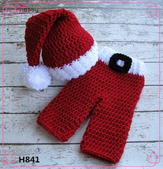 Neonatal juletøj baby fest manuel fotografering tøj mini baby til juletøj billeder: Hat og bukser