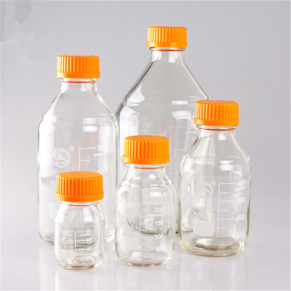 Reagent Bottle Sets Boro 3.3 Lab Glassware Borosilicate GL45 Orange Screw Cap