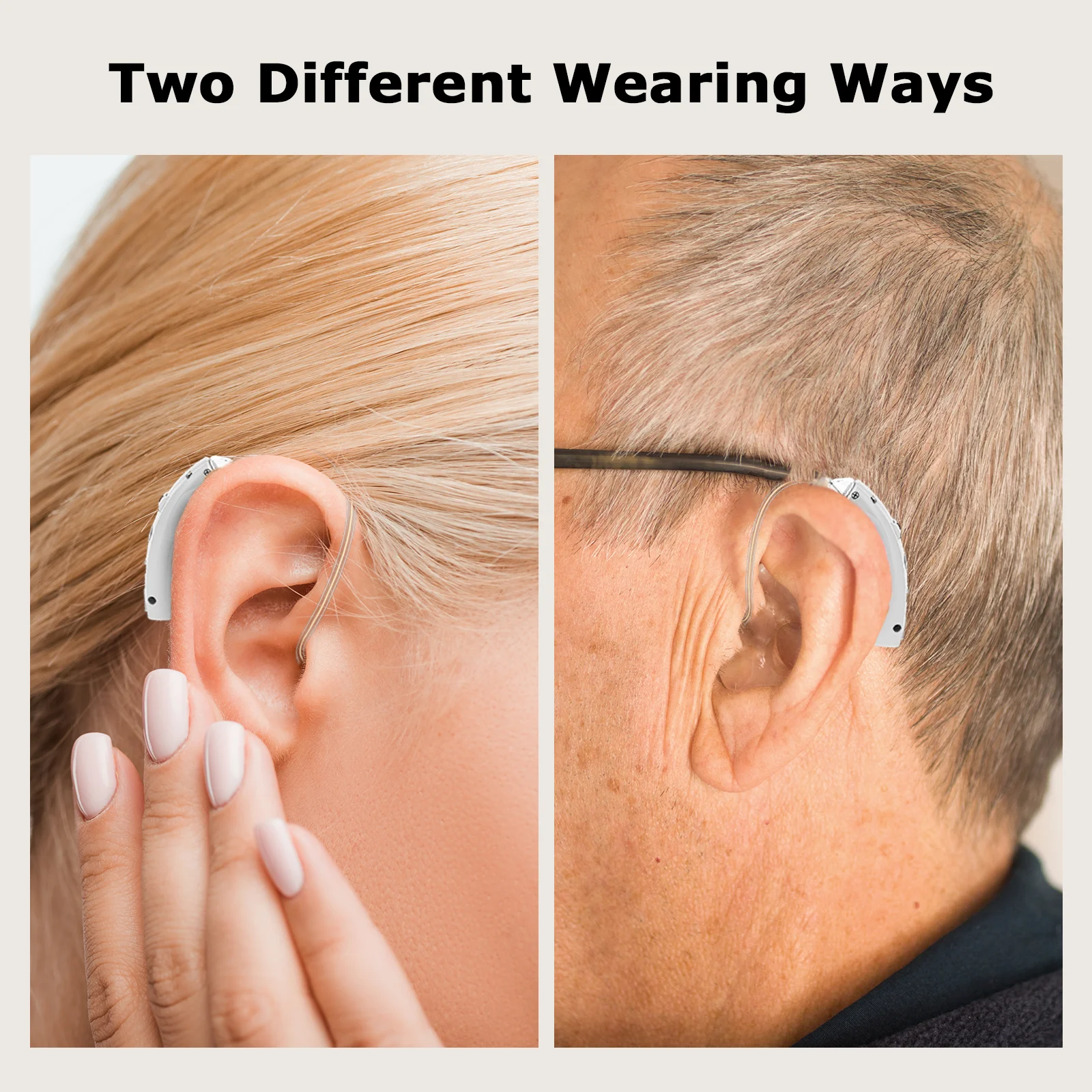 BTE Rechargeable hearing aids for seniors with noise reduction Digital Hearing Amplifiers for Hearing Loss with charging case