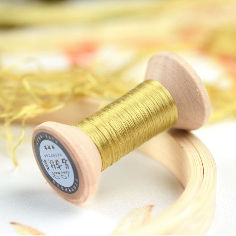 20 meters each spool /Silk thread / handmade embroidery thread / wrapped flower silk line / Mustard yellow: 3