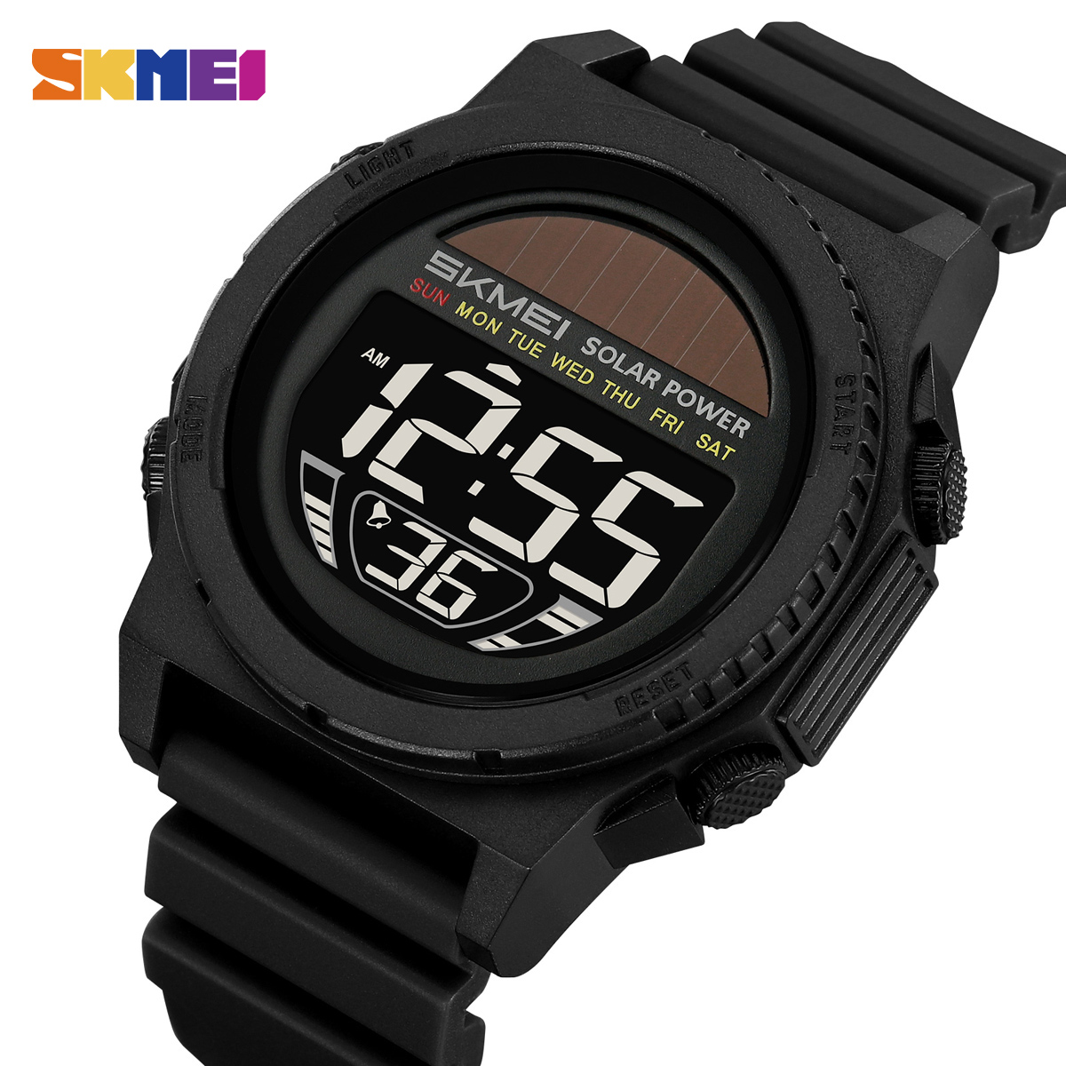 SKMEI Zonne-energie Digitale Sport Elektronische Horloges Voor Mannen Mode Casual 5Bar Waterdicht Chrono Horloge Klok Reloj Hombre
