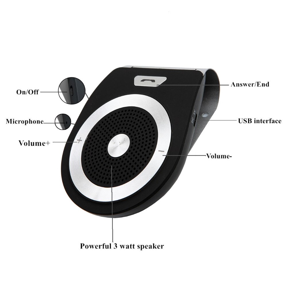 Auto Telefoon Speaker Bluetooth 4.1 In-Auto Bluetooth Ontvanger Speakerphone Zonneklep Handsfree Carkit Muziek Ontvanger Adapter