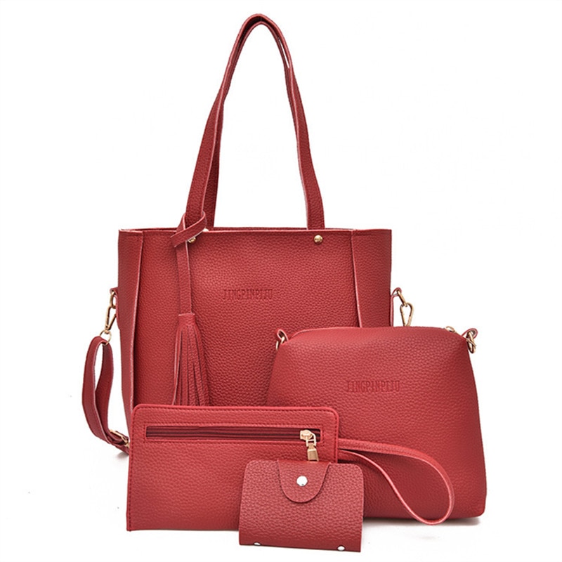 4 stk/sæt dametasker med kvast 5 farve dame crossbody tasker til rejser kvindelige skuldertasker bolso muje