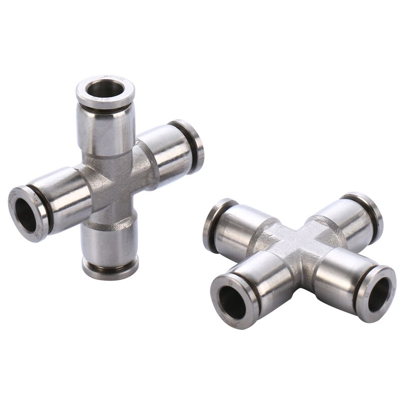 Fit 6mm Or 8mm OD PU Tube Press Fit Push In Quick Connector Cross 4 Ways Pneumatic 304 Stainless Steel Air Fitting Homebrew