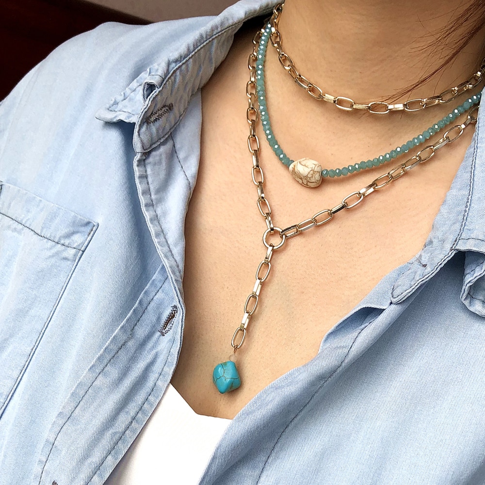Yumfeel Women Mulit Layer Choker Necklace Handmade Jewelry Necklaces